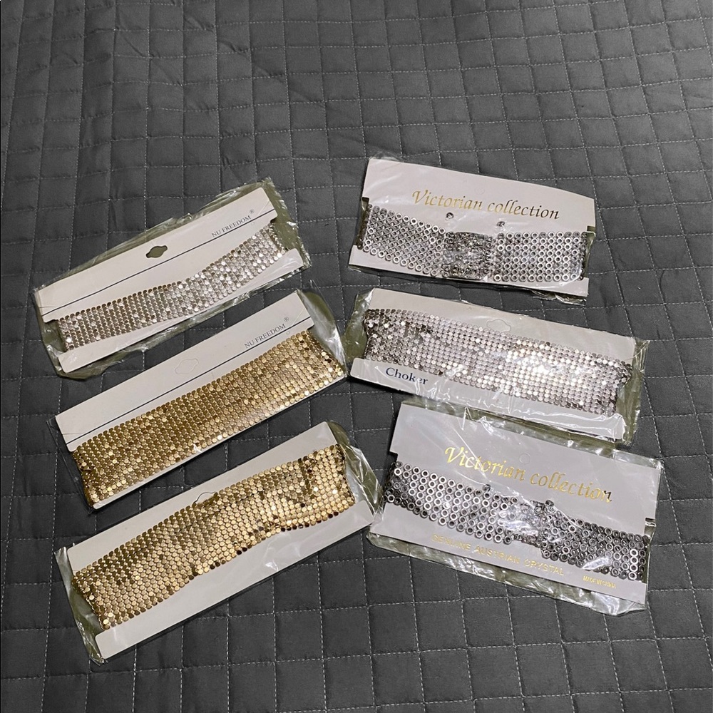 Choker Necklace Lot of 6 Metal Mesh